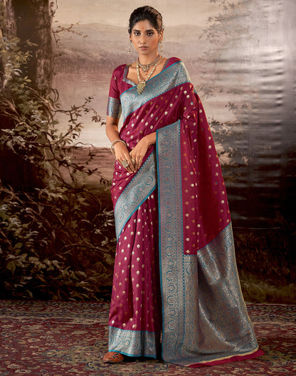 Dark Maroon Silk Weaving Saree