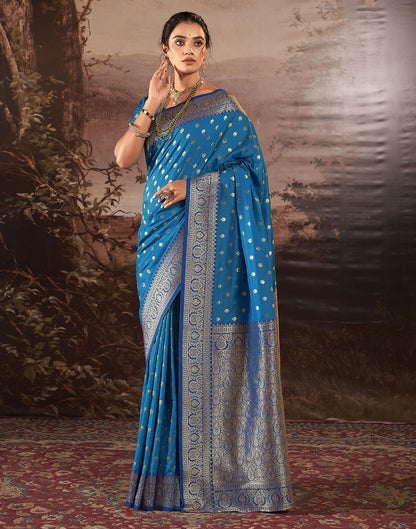 Peacock Blue Silk Weaving Saree