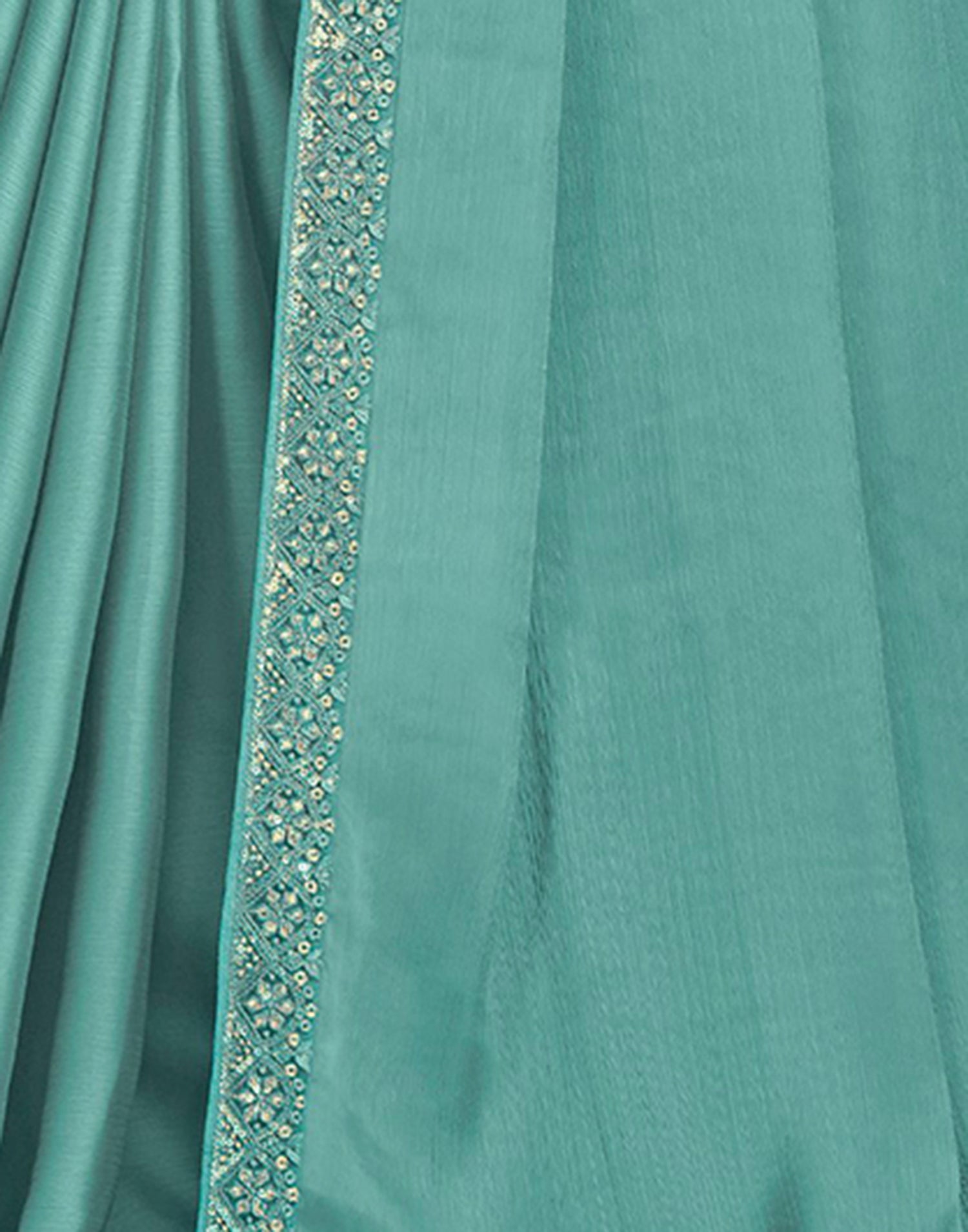 Sky Turquoise Satin Plain Saree