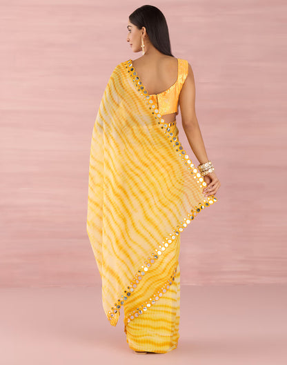 Yellow Georgette Printed Saree