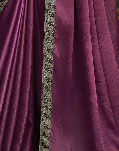 Deep Purple Satin Plain Saree