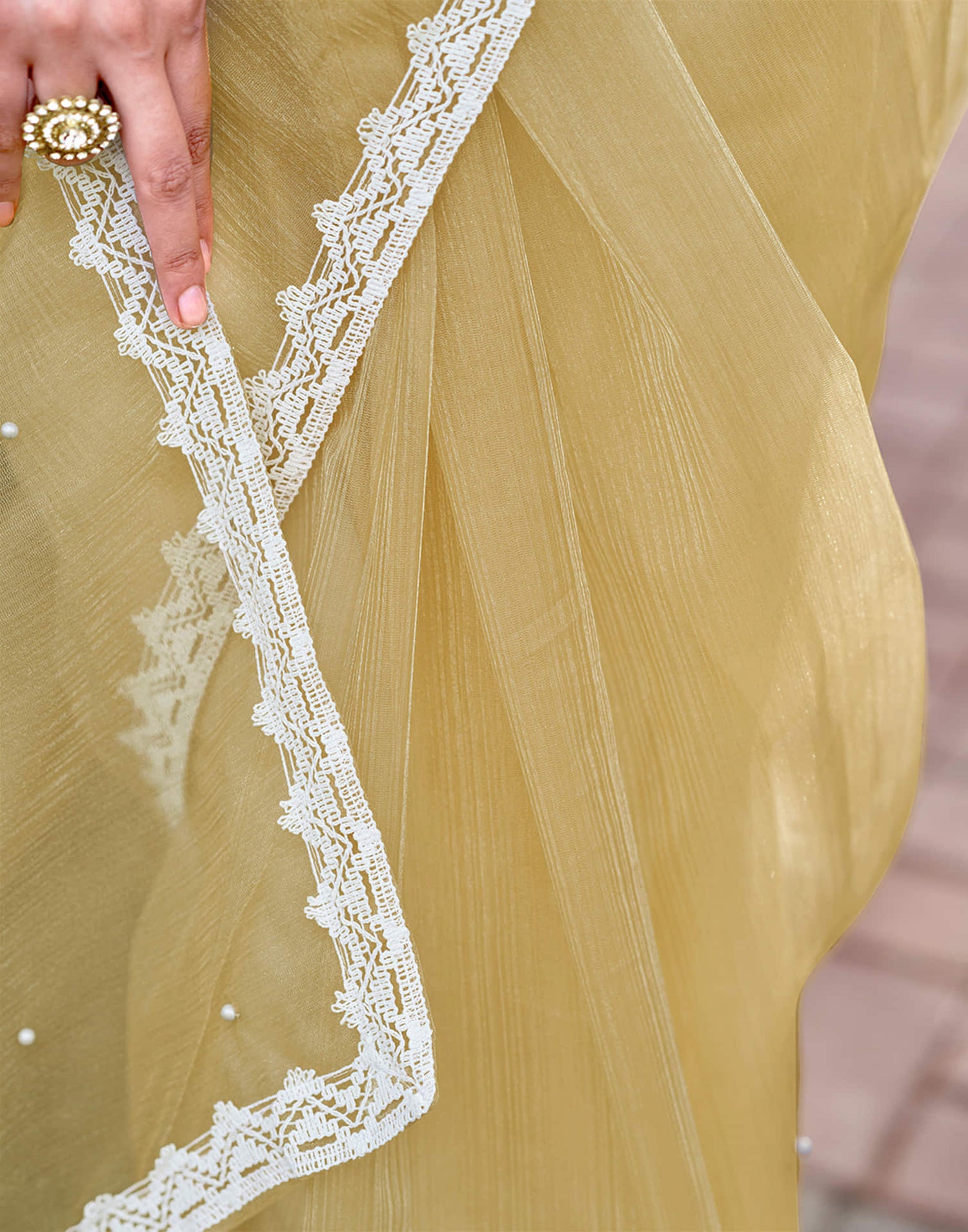 Yellow Shimmer Dyed Embellished Saree