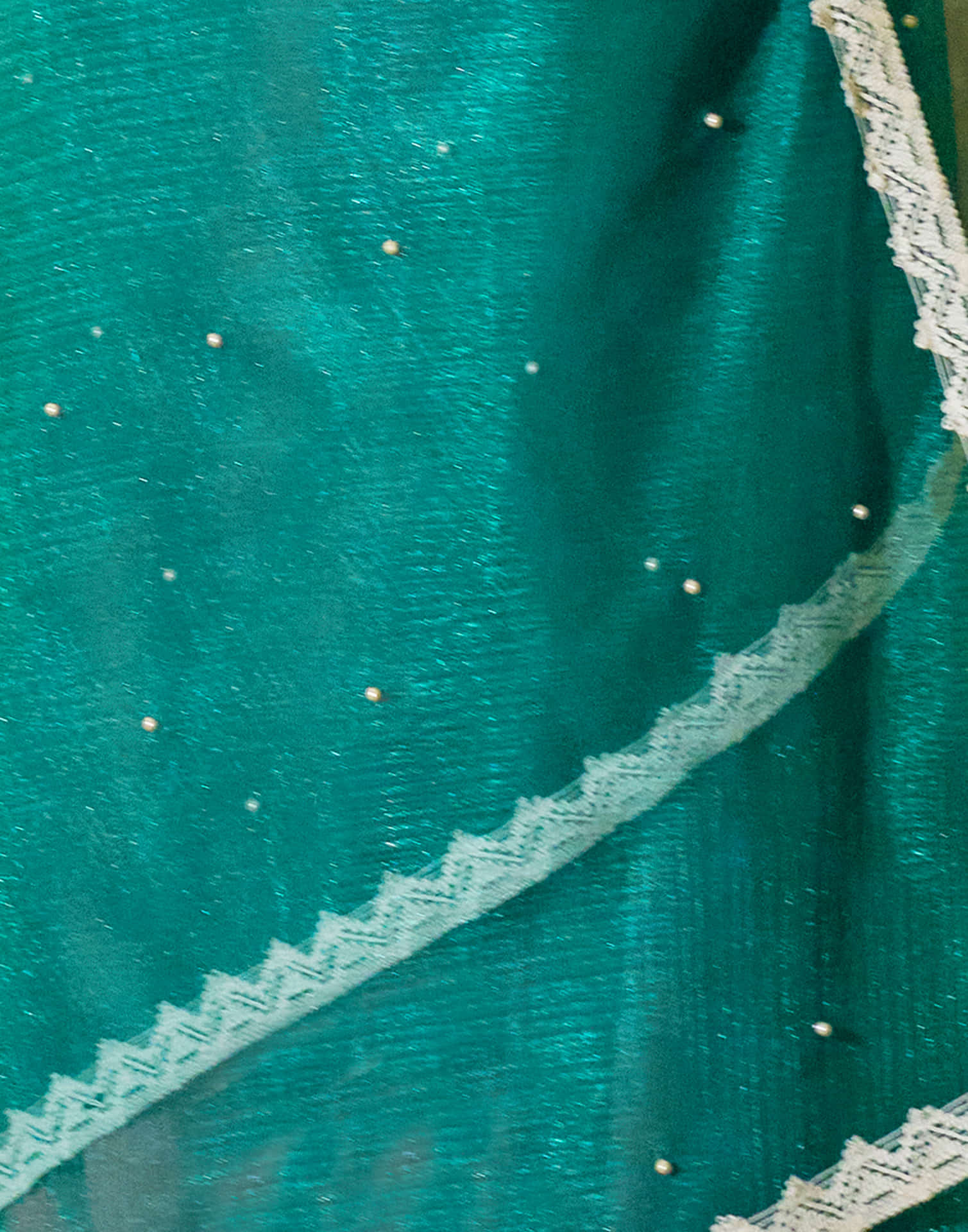 Teal Green Shimmer Dyed emebellished Saree