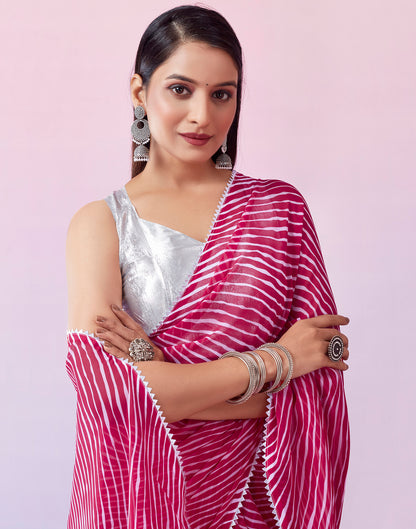 Pink Georgette Printed Saree