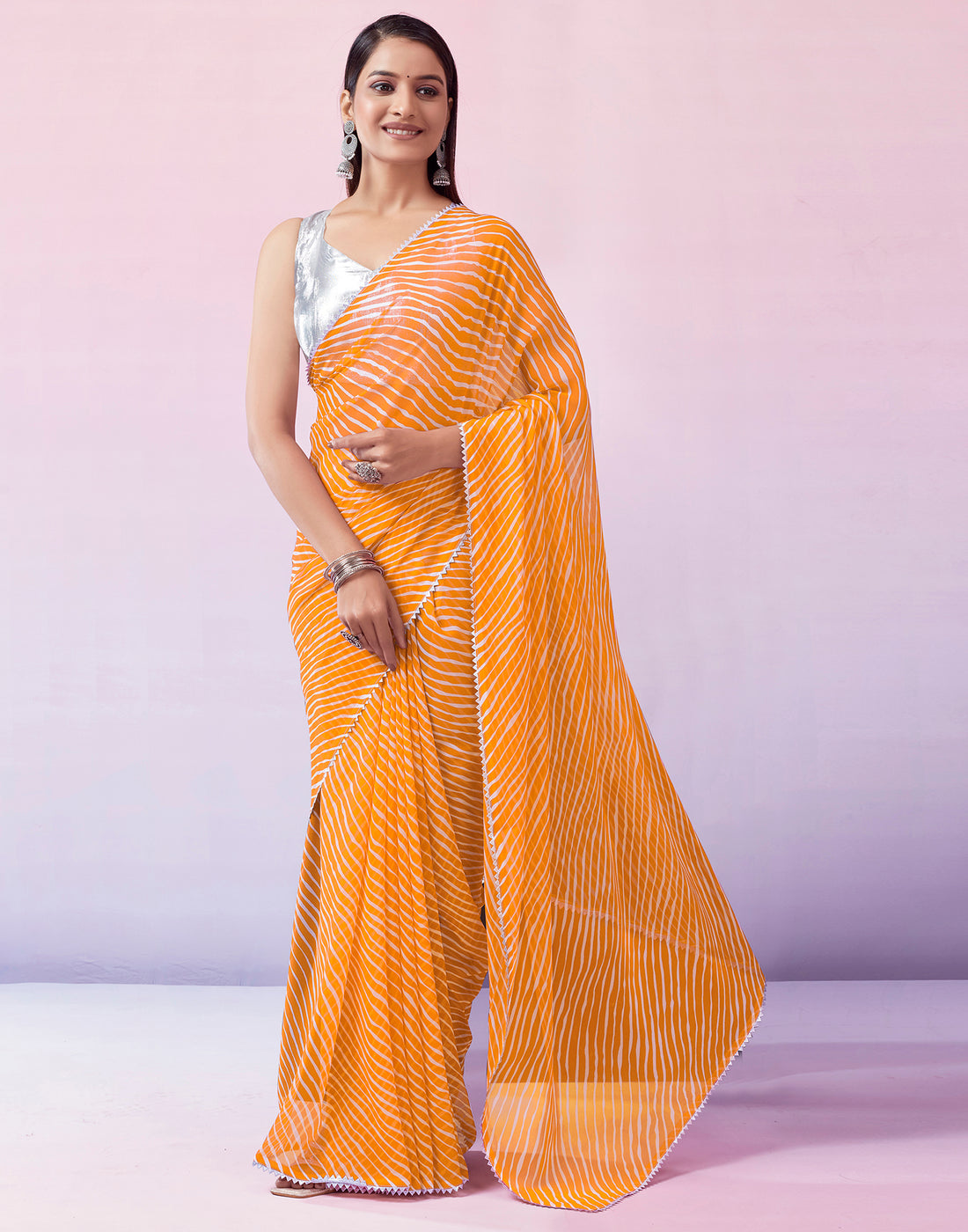 Turmeric Georgette Printed Saree