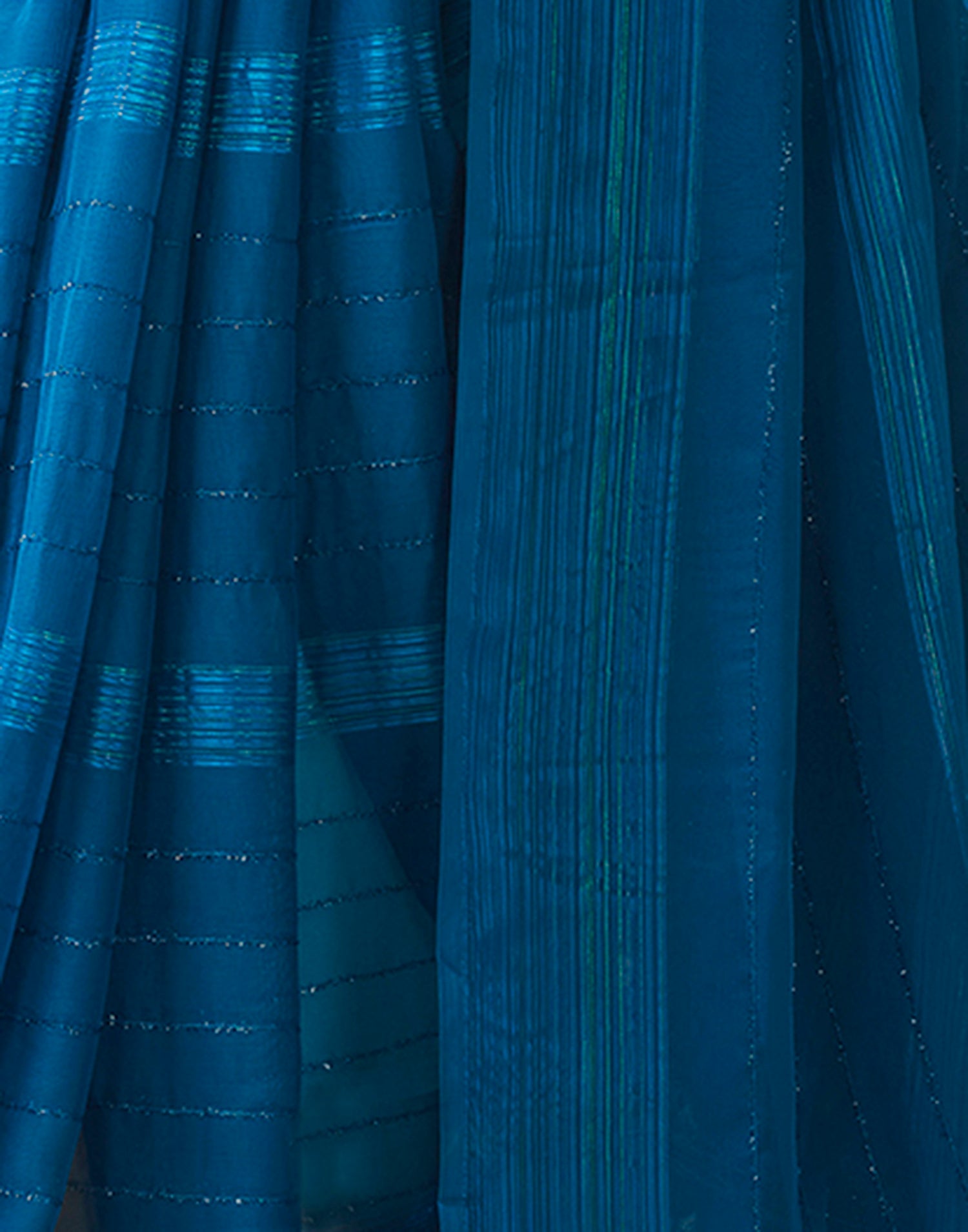 Sea Blue Georgette Plain Saree