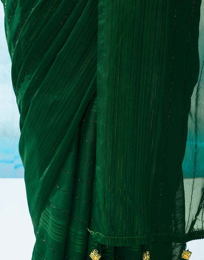 Dark Green Georgette Plain Saree