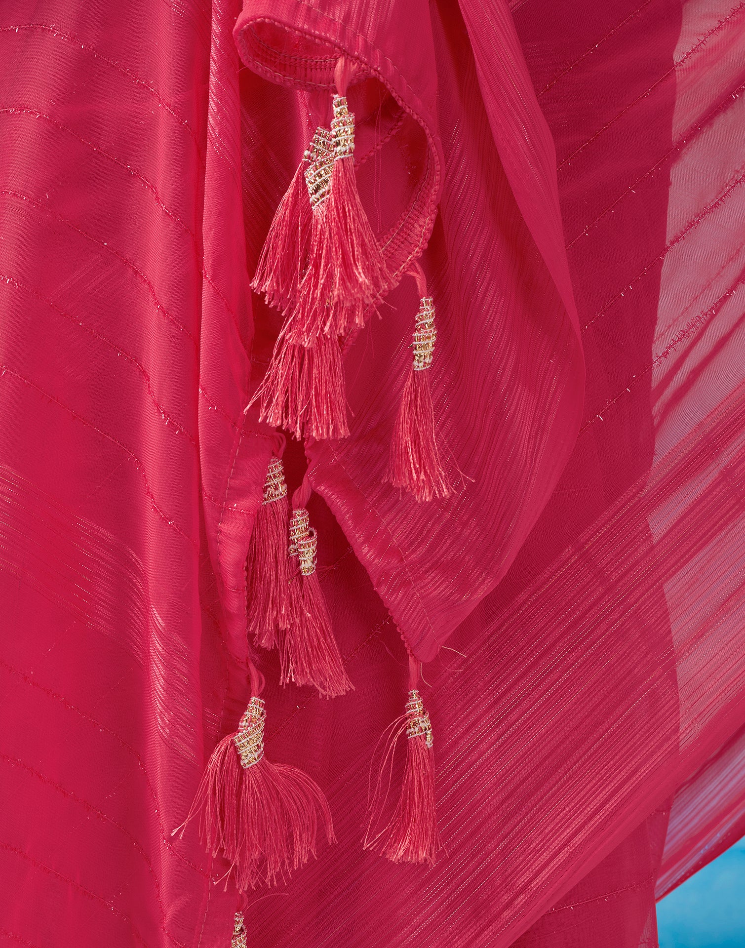 Pink Georgette Plain Saree