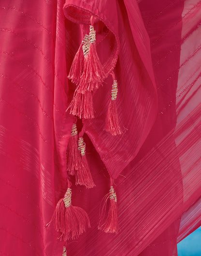 Pink Georgette Plain Saree