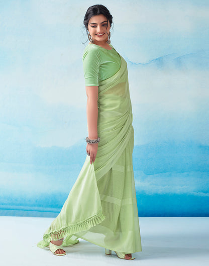 Pista Green Georgette Plain Saree