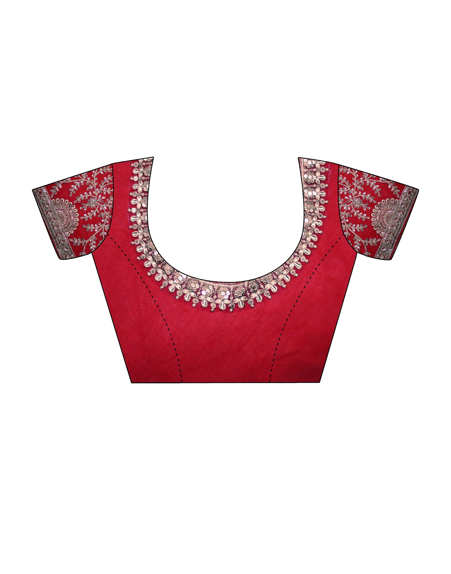 Red Chiffon Printed Saree