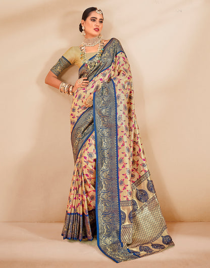 Gold (Beige) Silk Weaving Saree