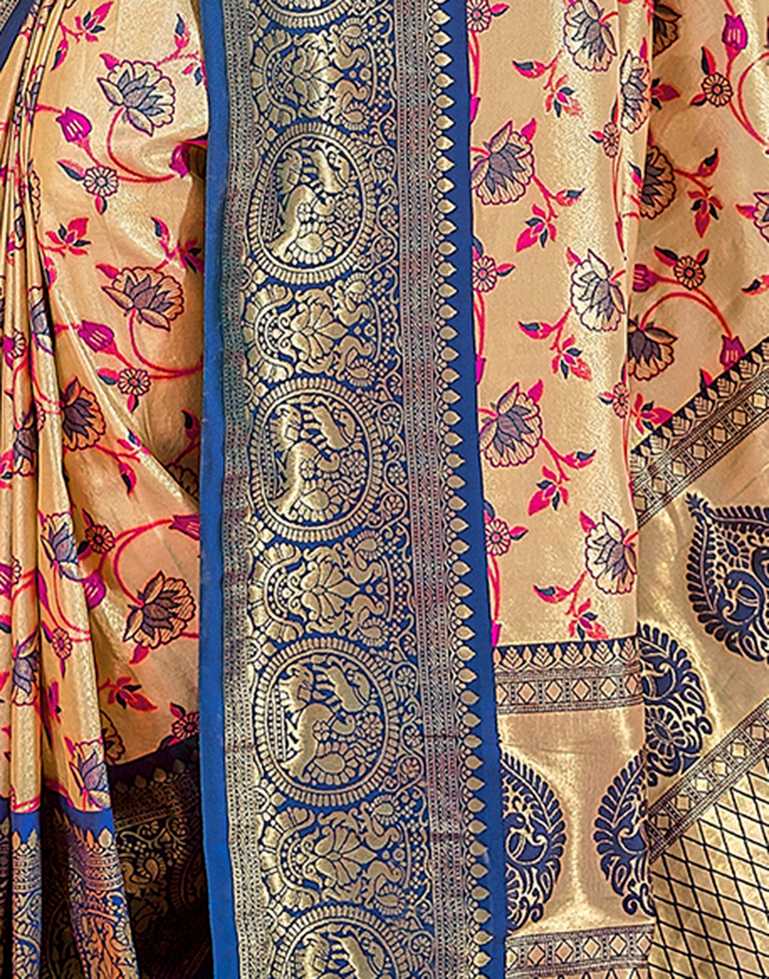 Gold (Beige) Silk Weaving Saree