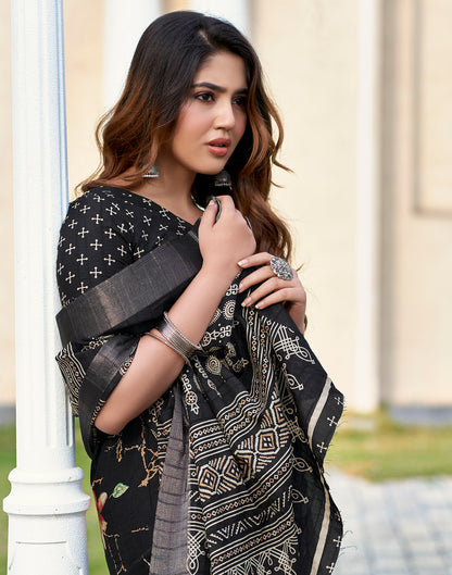 Black Silk Printed Saree