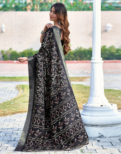 Black Silk Printed Saree