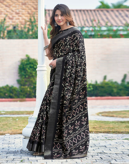 Black Silk Printed Saree