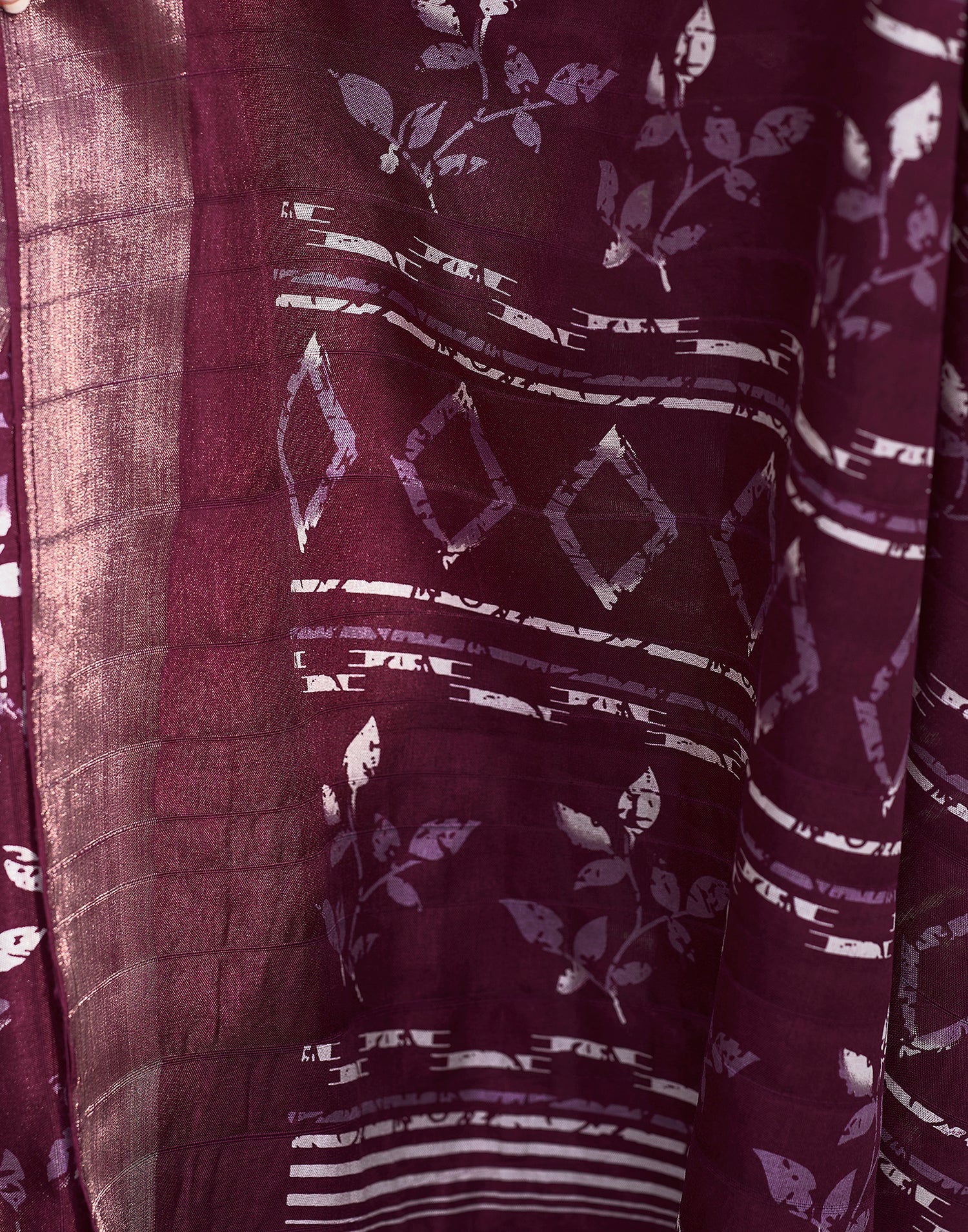 Deep Pink Silk Printed Saree