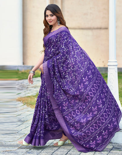 Violet Silk Printed Saree