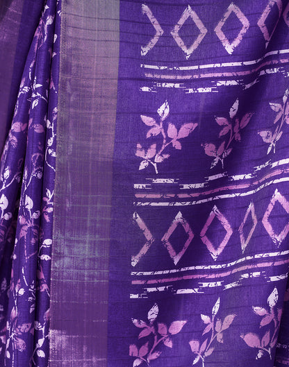 Violet Silk Printed Saree