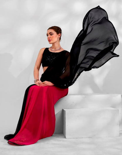 Black Georgette Plain Saree