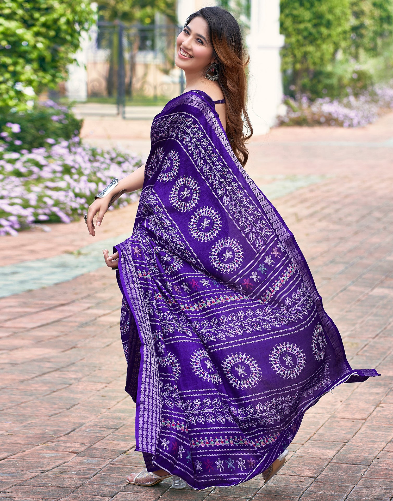 Violet Silk Printed Saree