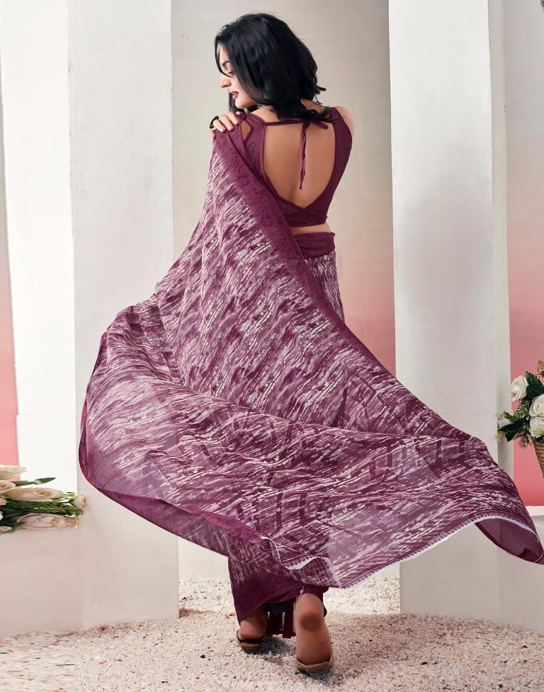 Pink Chiffon Printed  Saree