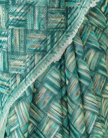 Mint Green Chiffon Printed Saree