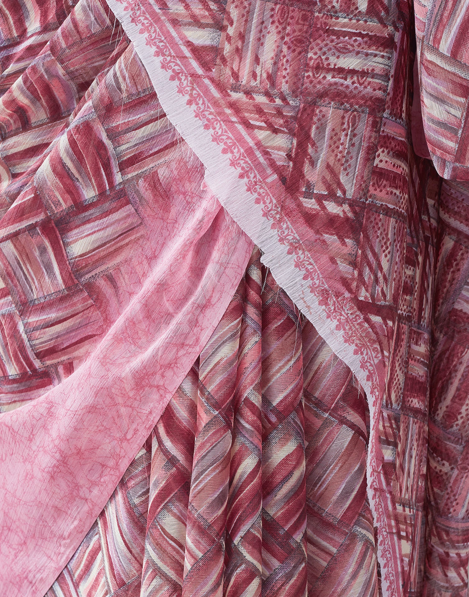 Light Pink Chiffon Printed Saree