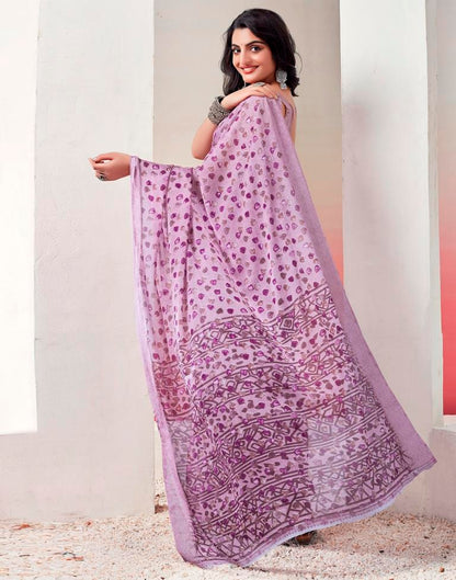 Lavender Chiffon Printed  Saree