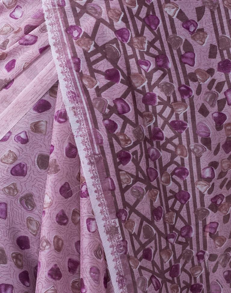 Lavender Chiffon Printed  Saree