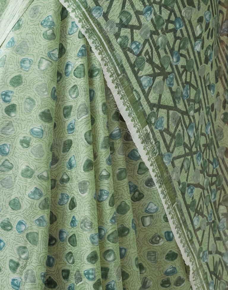 Light Green Chiffon Printed  Saree