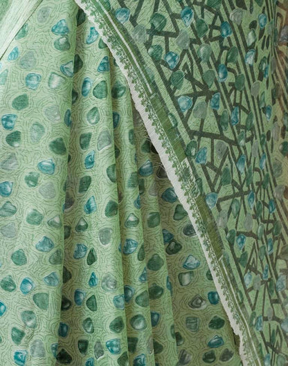 Light Green Chiffon Printed  Saree