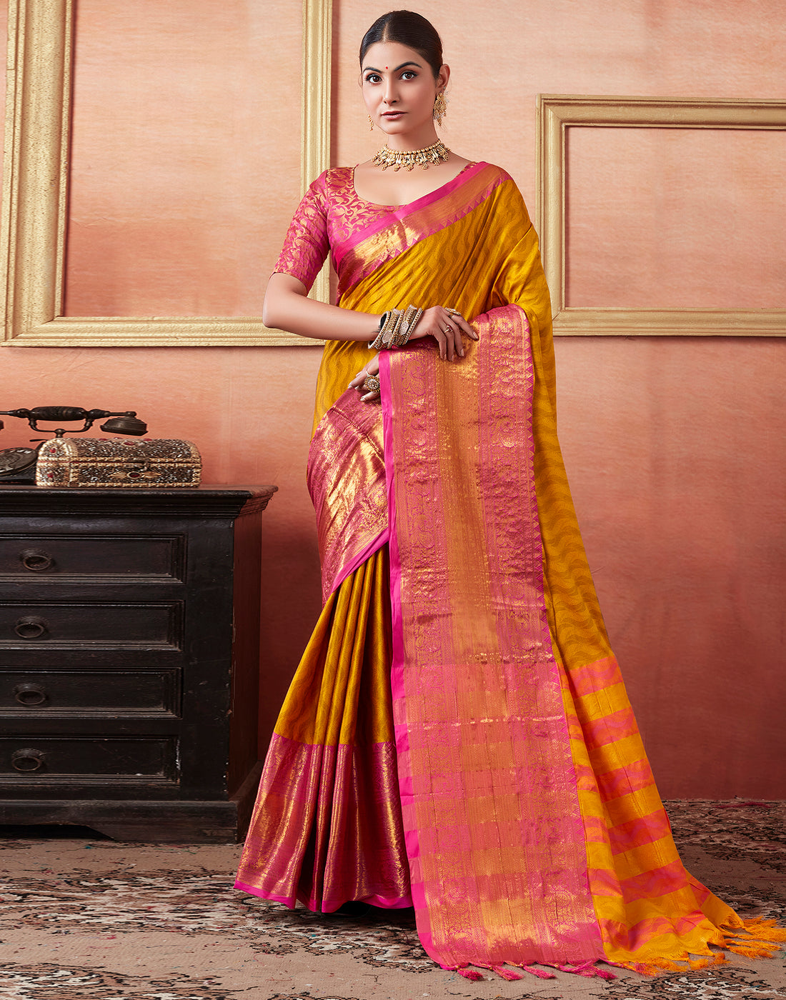 Orange Kanjivaram Silk Saree