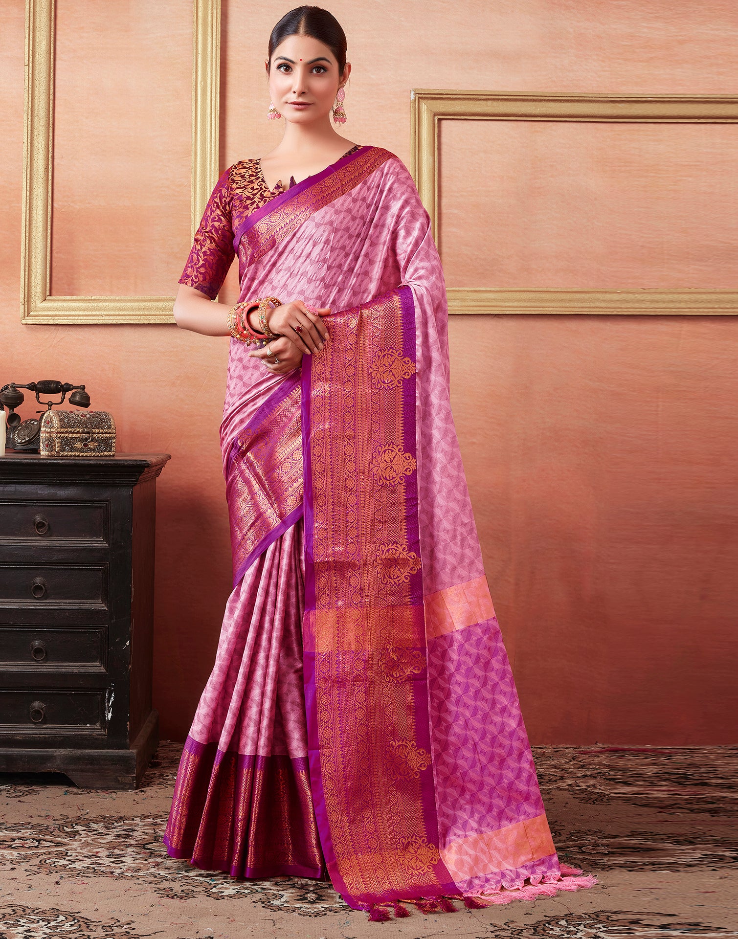 Light Pink Kanjivaram Silk Saree