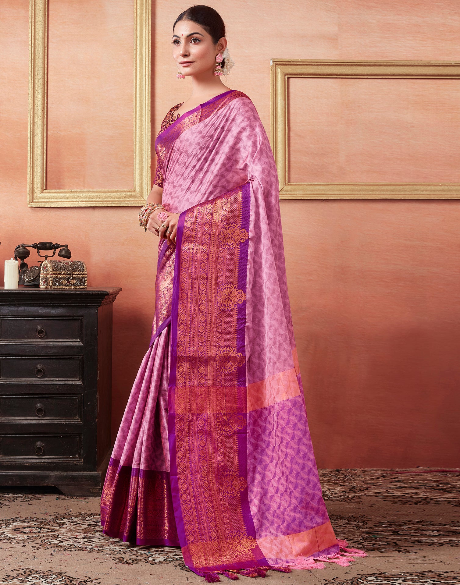 Light Pink Kanjivaram Silk Saree