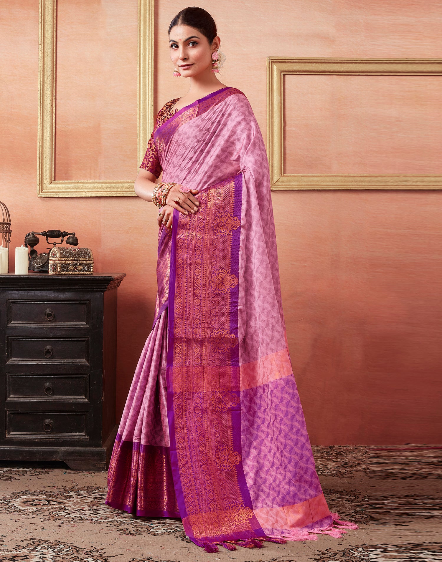 Light Pink Kanjivaram Silk Saree