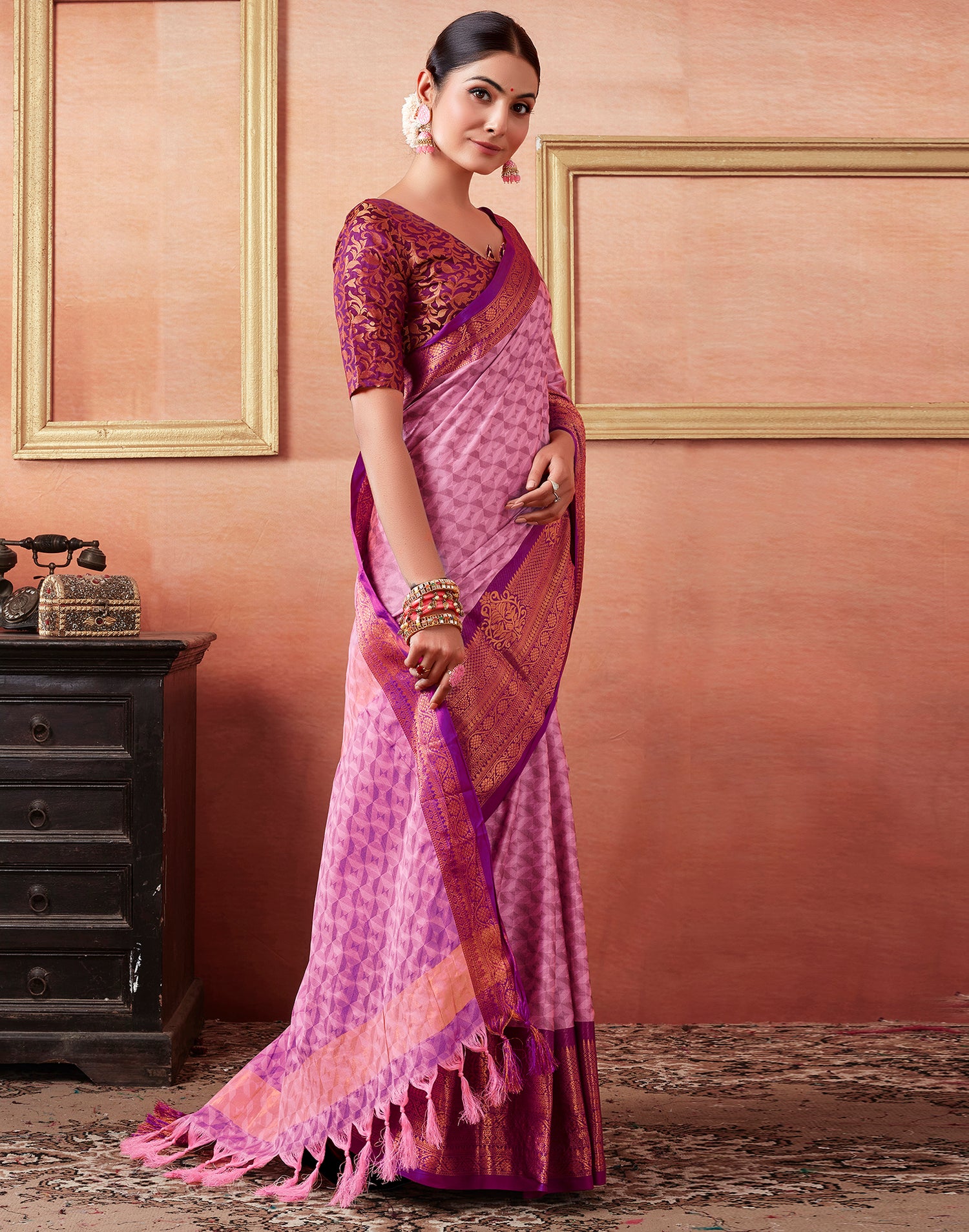 Light Pink Kanjivaram Silk Saree