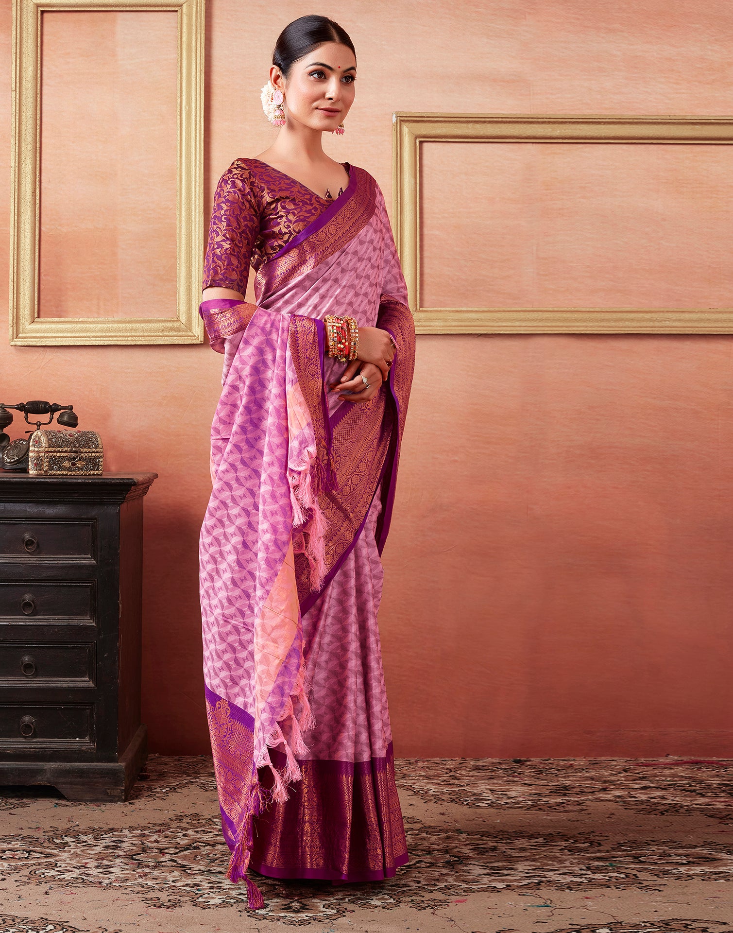 Light Pink Kanjivaram Silk Saree