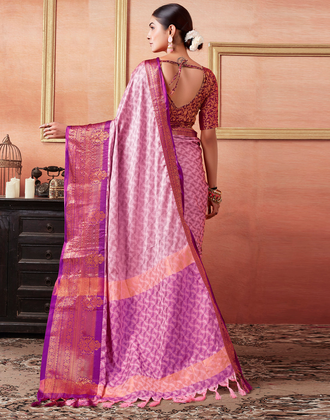 Light Pink Kanjivaram Silk Saree