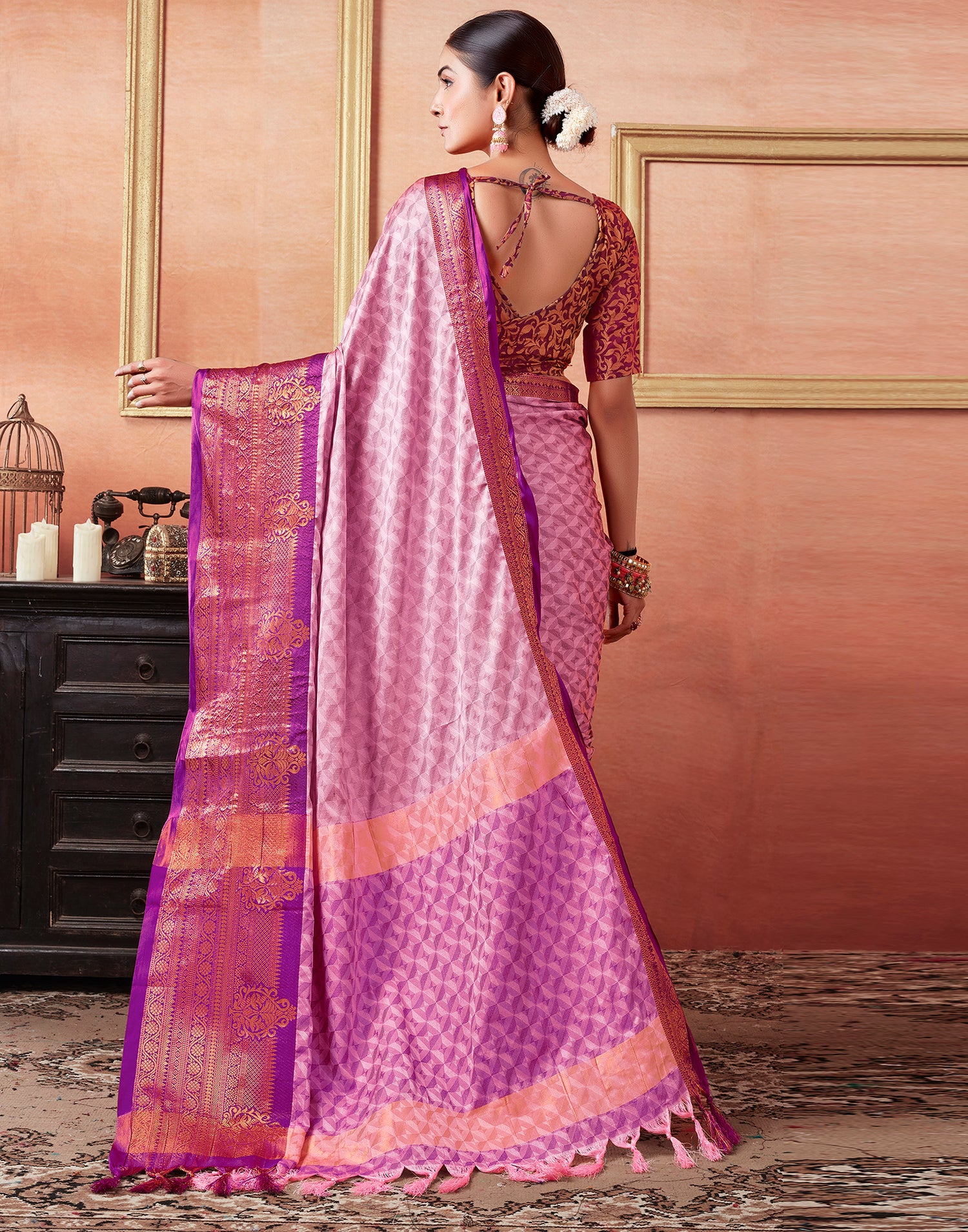 Light Pink Kanjivaram Silk Saree