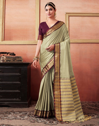 Khaki Kanjivaram Silk Saree