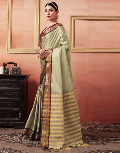 Khaki Kanjivaram Silk Saree