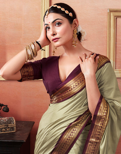 Khaki Kanjivaram Silk Saree