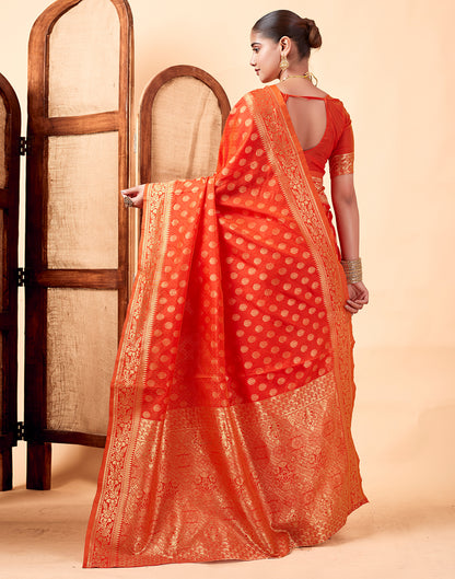Orange Silk Weaving Saree
