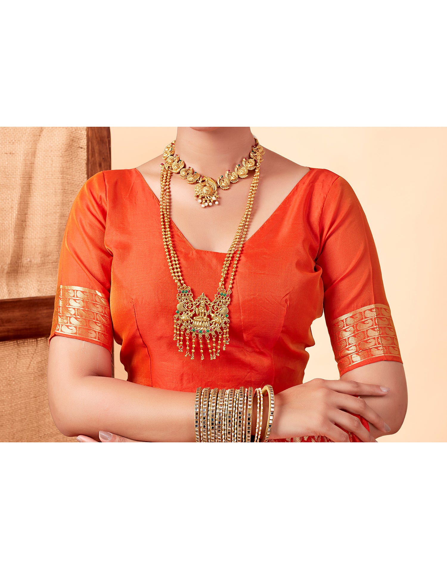 Orange Silk Weaving Saree