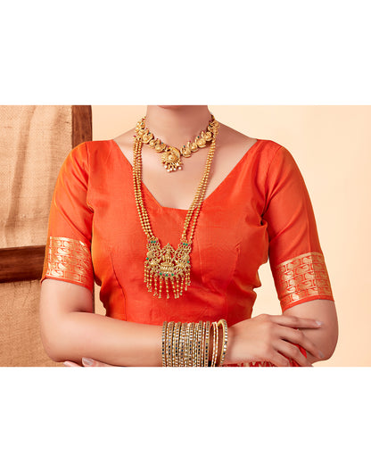 Orange Silk Weaving Saree