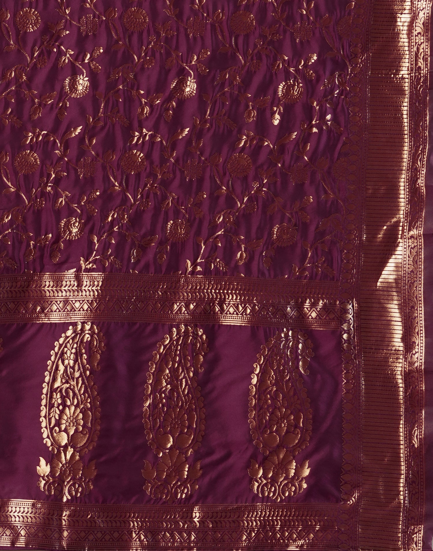 Dark Maroon Banarasi Silk Saree