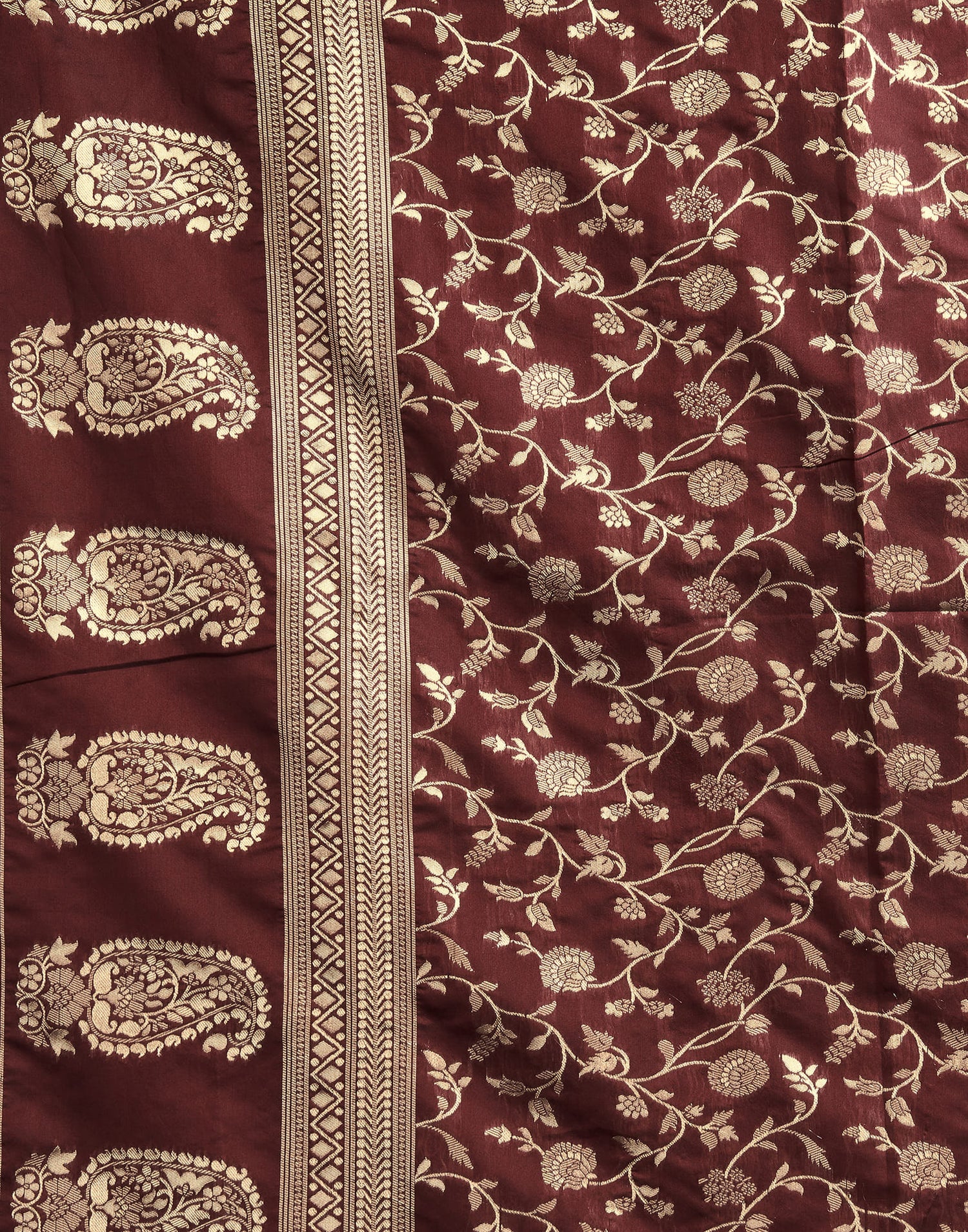 Dark Maroon Banarasi Silk Saree