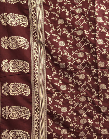 Dark Maroon Banarasi Silk Saree