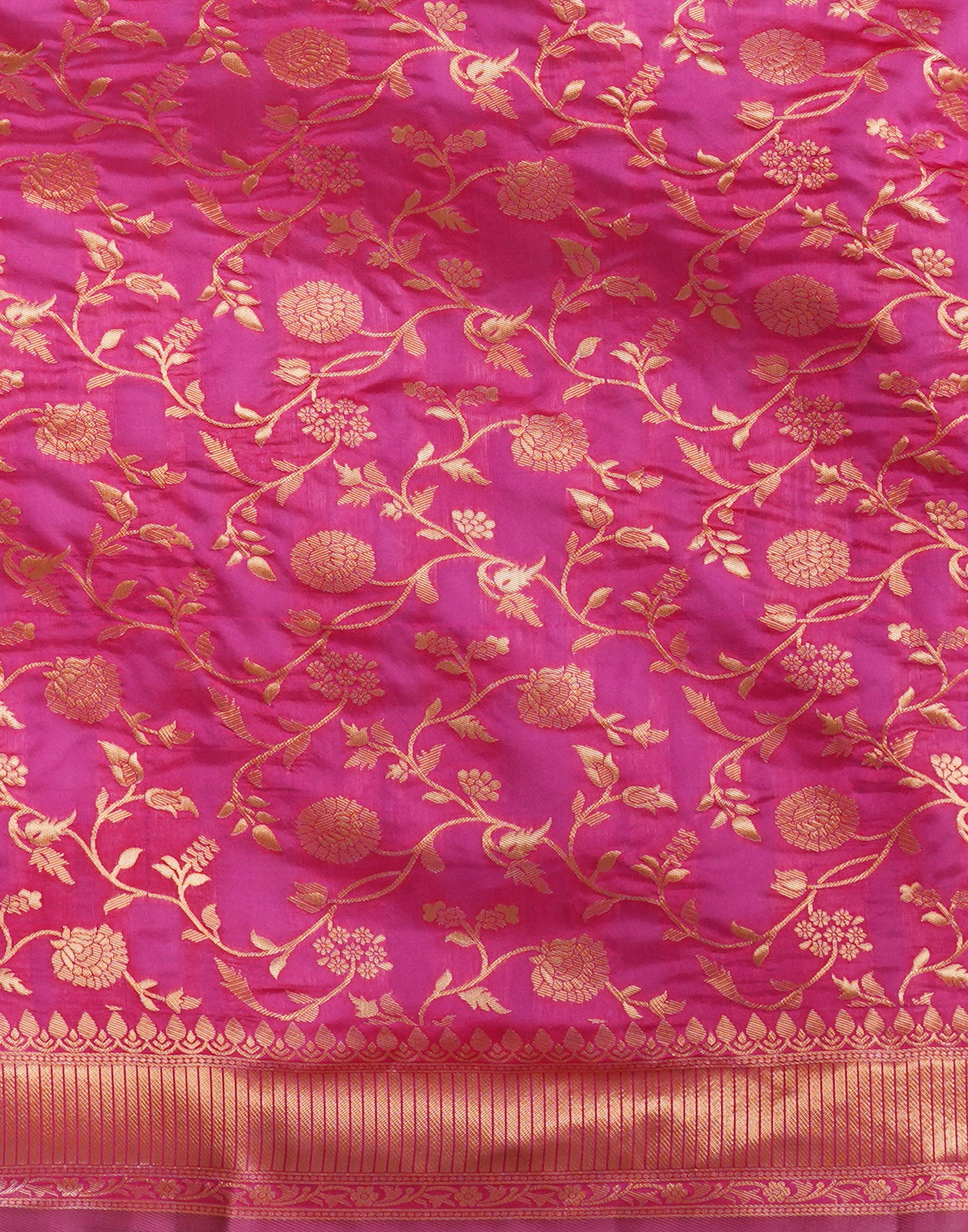 Rani Pink Silk Plain Saree